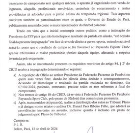 374671 - Re-Pa: TJD-PA decide não homologar primeiro jogo da final do Parazão e torneio não terá campeão no domingo por .