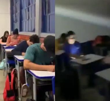 Imagem - Professor apaga a luz e flagra alunos colando durante prova