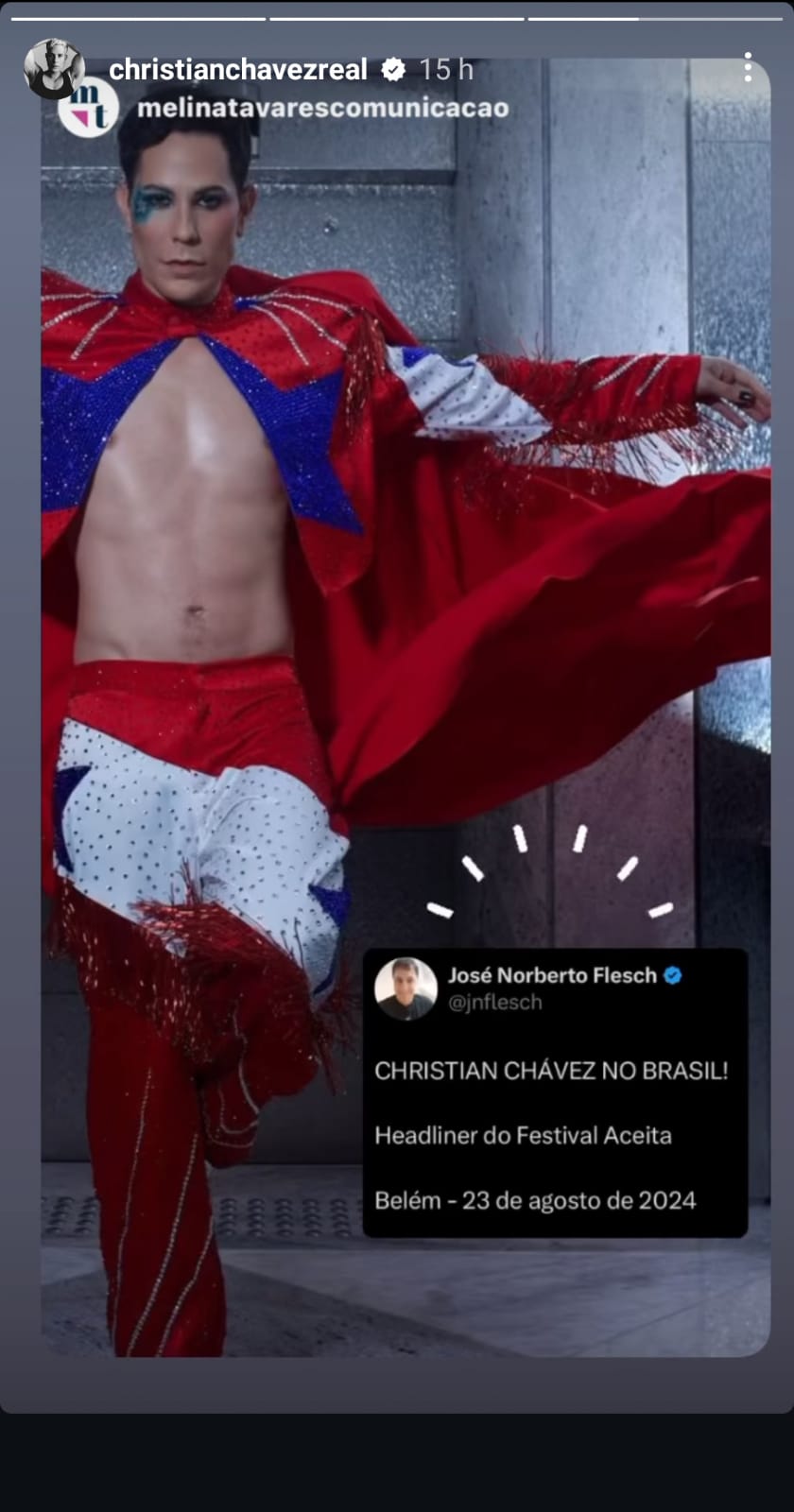 Stories do cantor no Instagram 