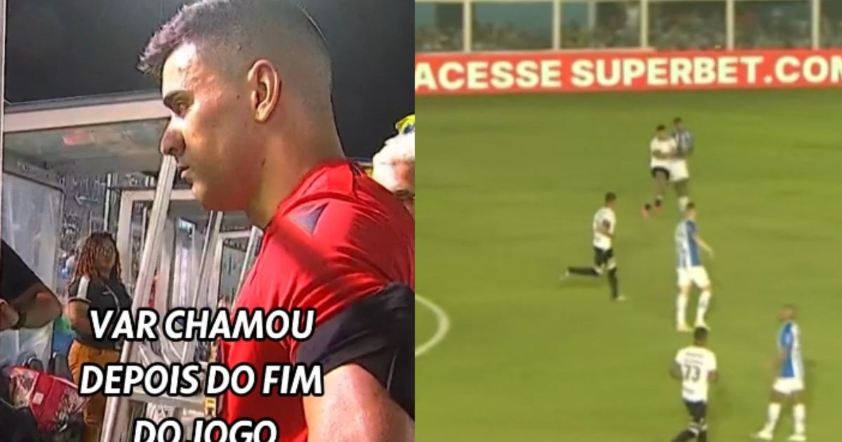 Árbitro Paulo Belense Alves conferindo o lance polêmico no final da partida -