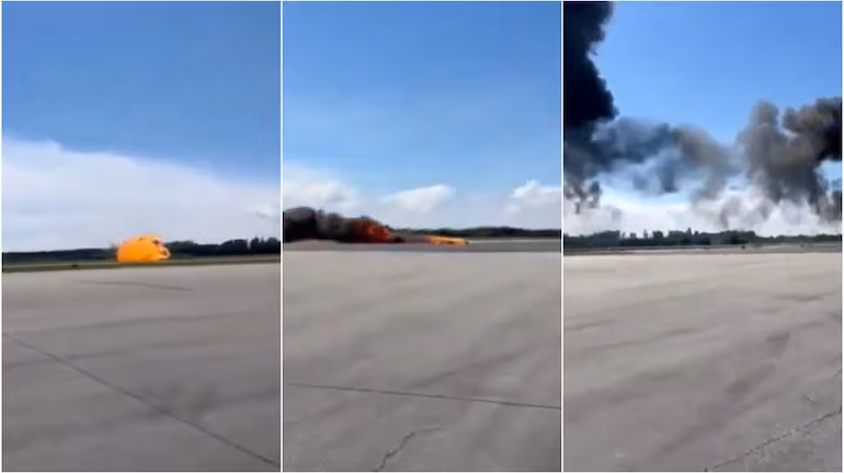 Momento da queda do avião -