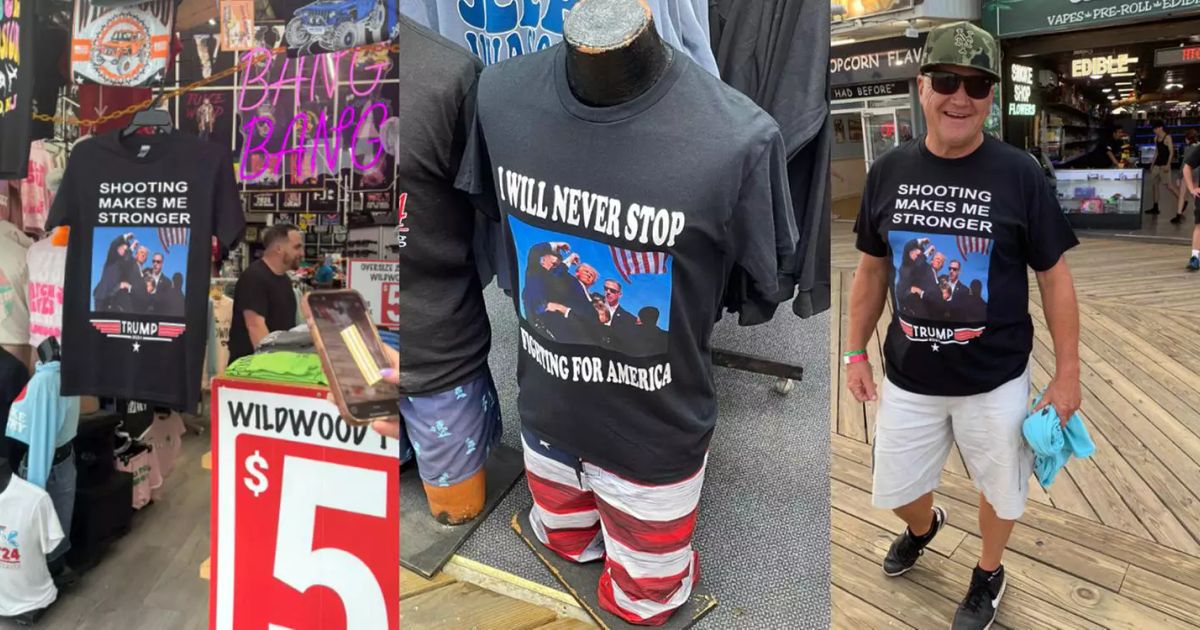 (Empresa especializada em produção de peças inusitadas anuncia venda da camisa do atento de Donald Trump sangrando)