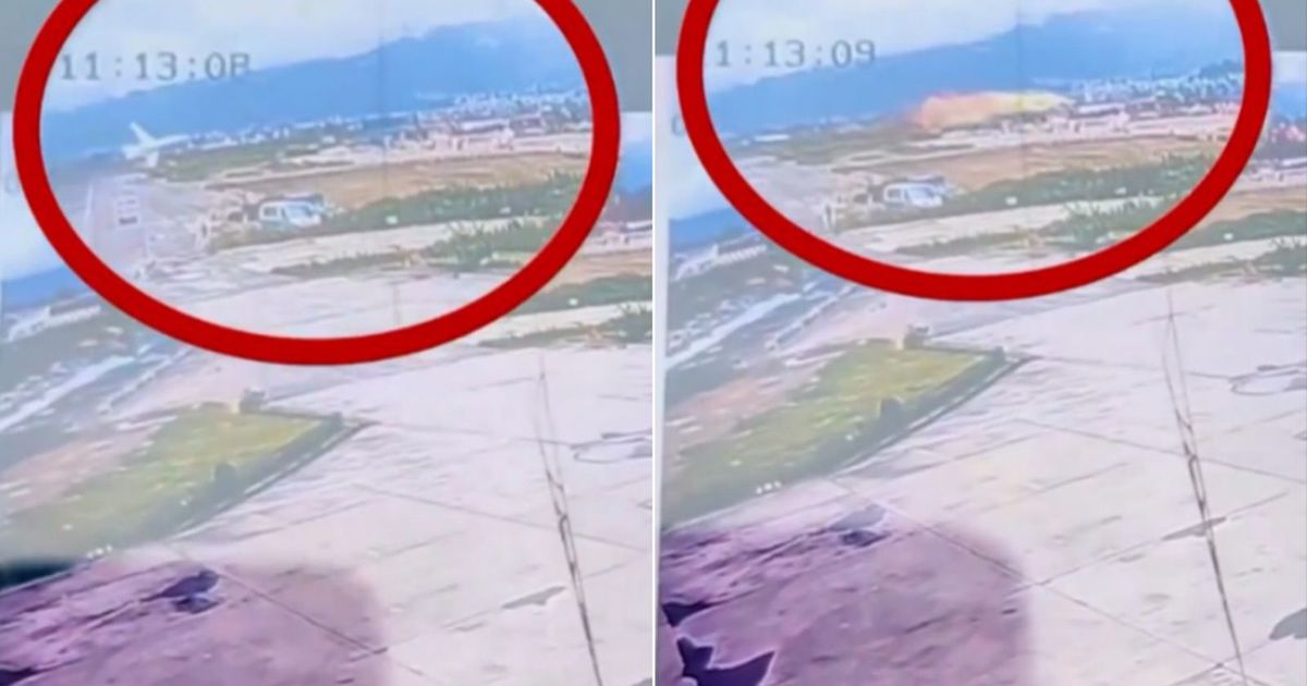 Momento da queda do avião.