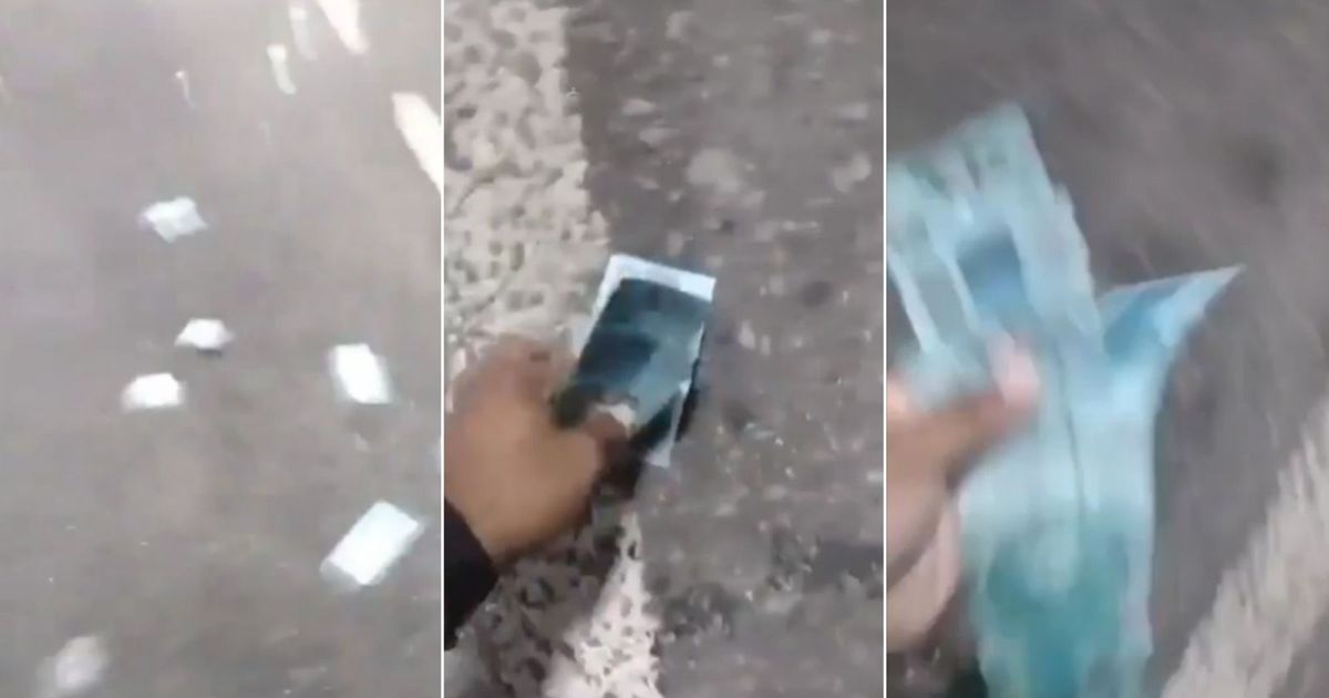 Motorista quando encontrou as notas no chão.