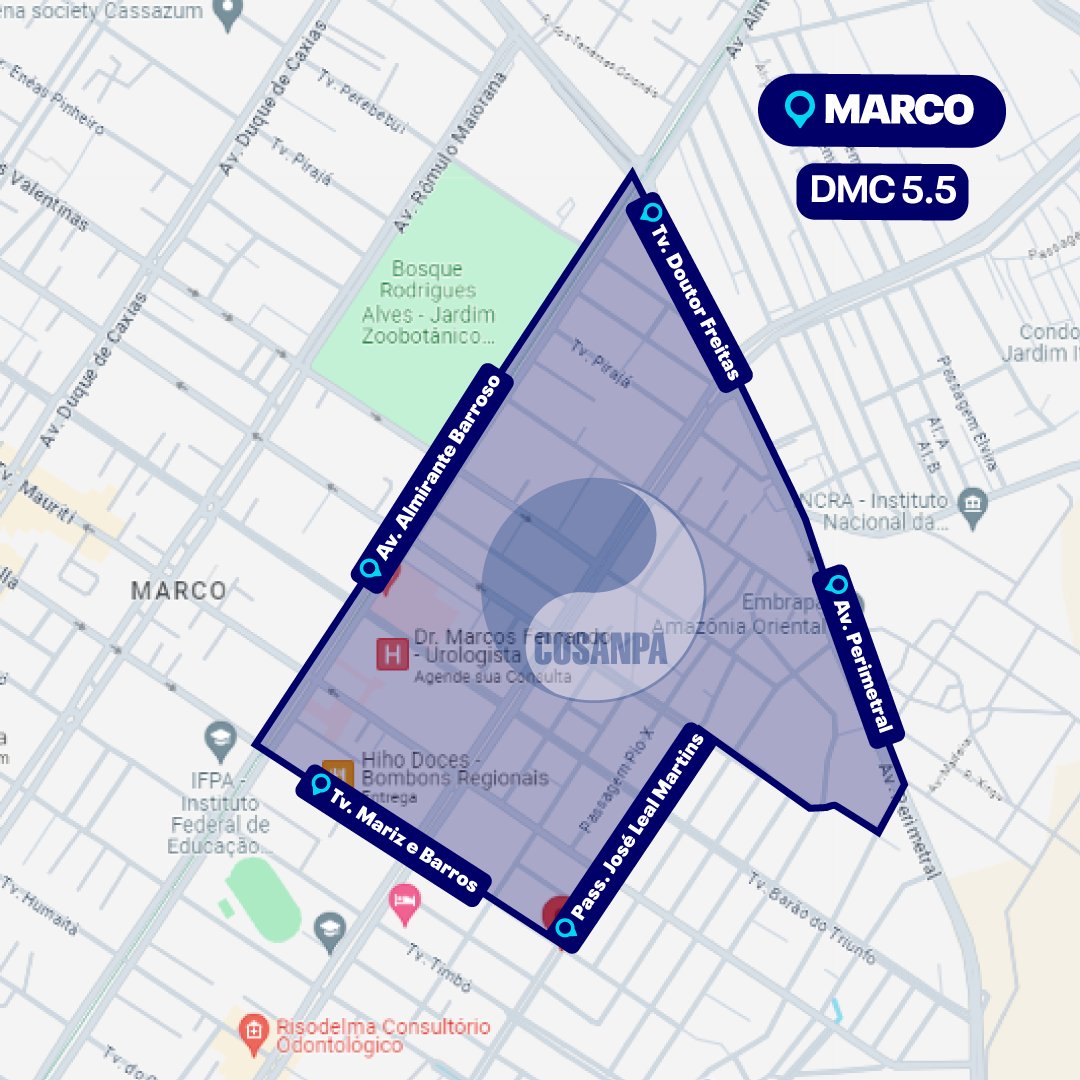 Mapa divulgado pela Cosanpa