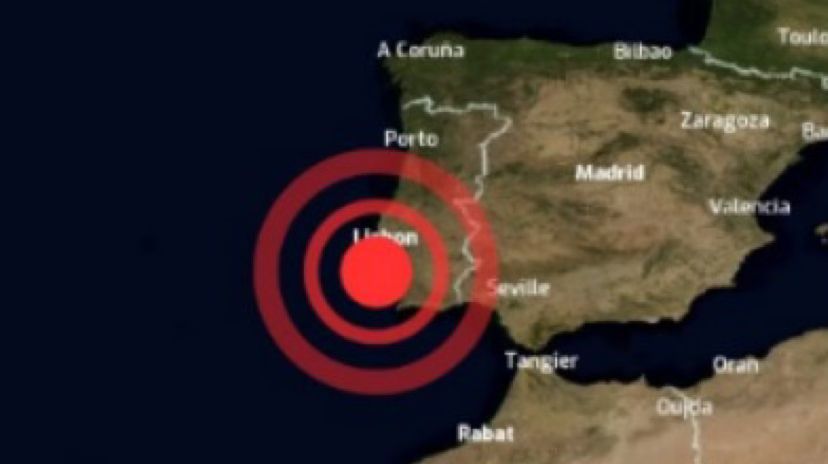 O terremoto de magnitude 5,4 na escala de Richter, atingiu o mar da costa de Setúbal, em Portugal.