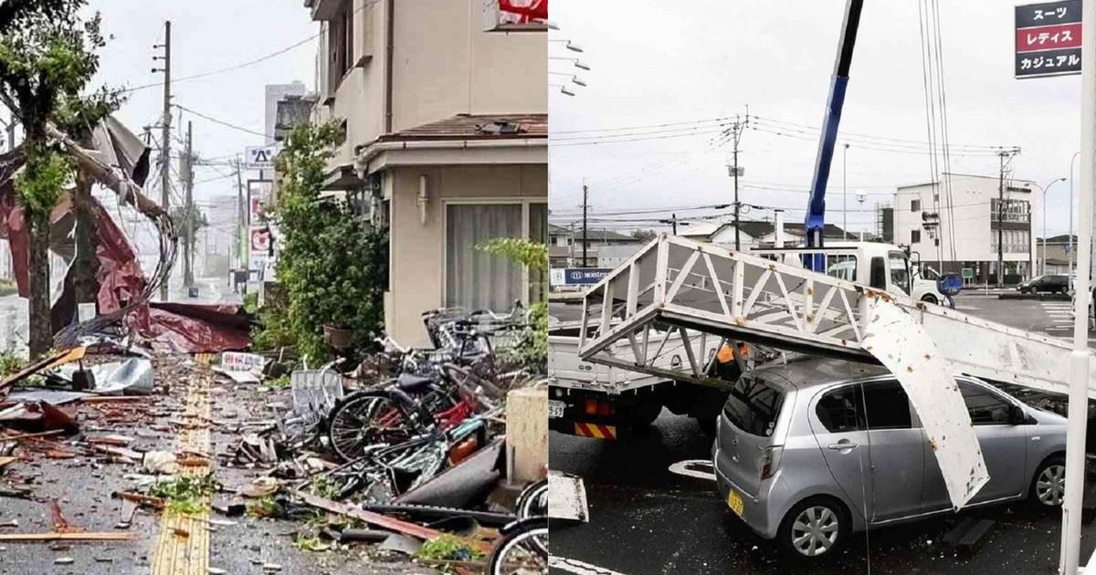 Momento da passagem do Tufão Shanshan pelo Japão.