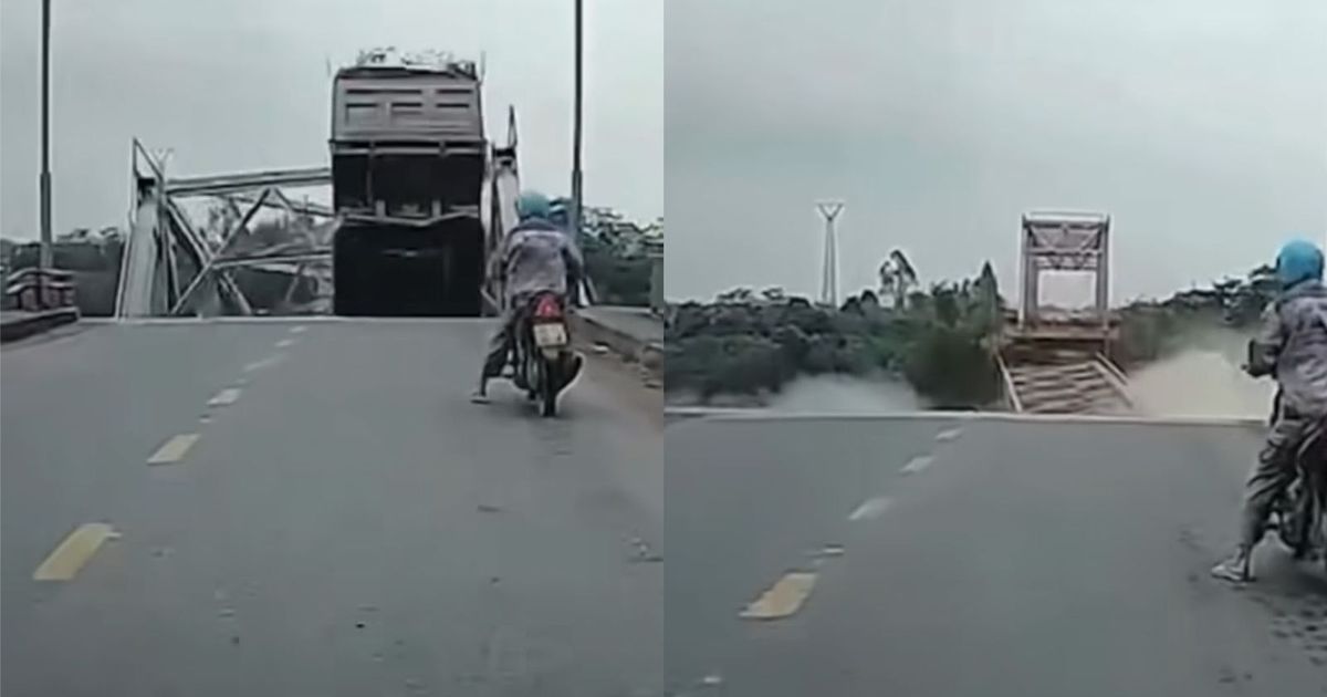 Ponte desabou durante a passagem do supertufão Yagi pelo no Vietnã. 