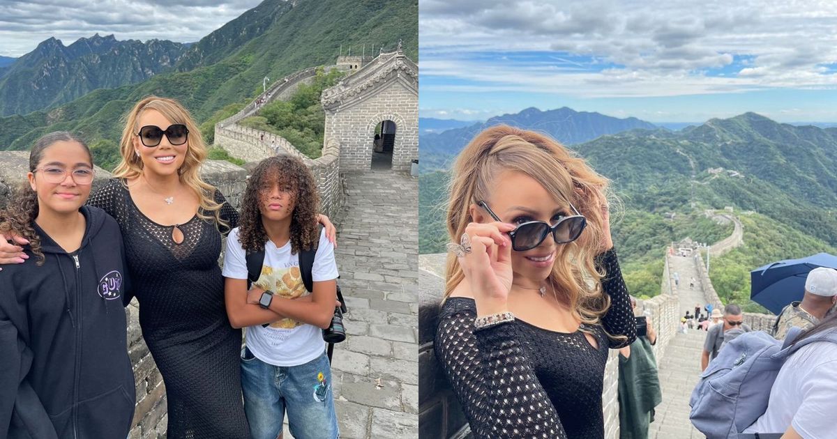 Mariah Carey mostrou que está aproveitando as férias em família, na China. 