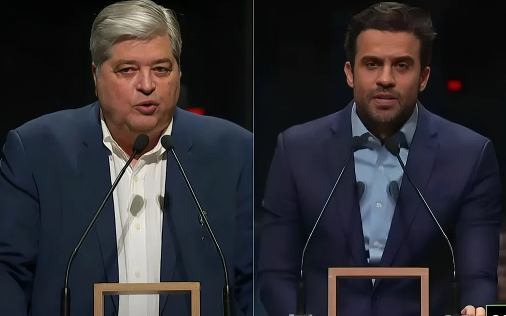 Datena e Marçal no debate.