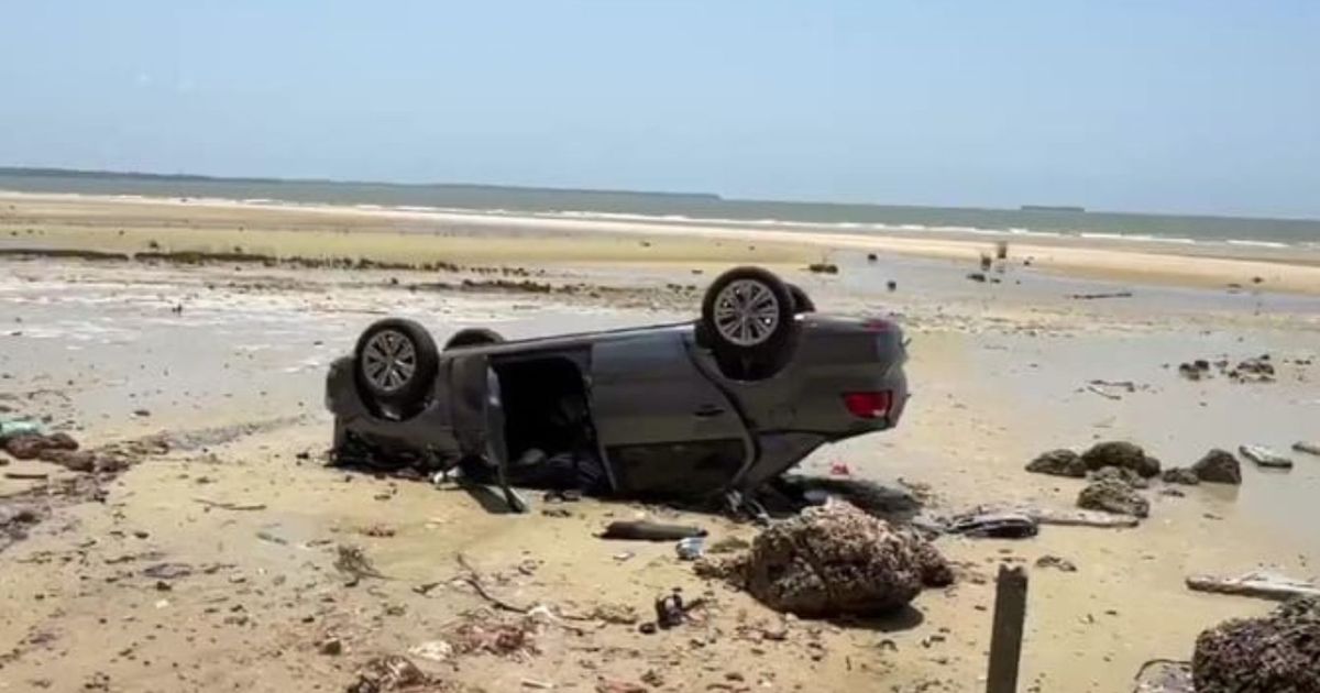 Carro despenca de barranco e deixa uma pessoa ferida, em Outeiro