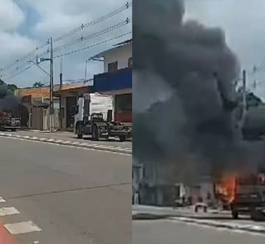 Imagem - Vídeo: caminhão pega fogo na rodovia do Tapanã, em Belém