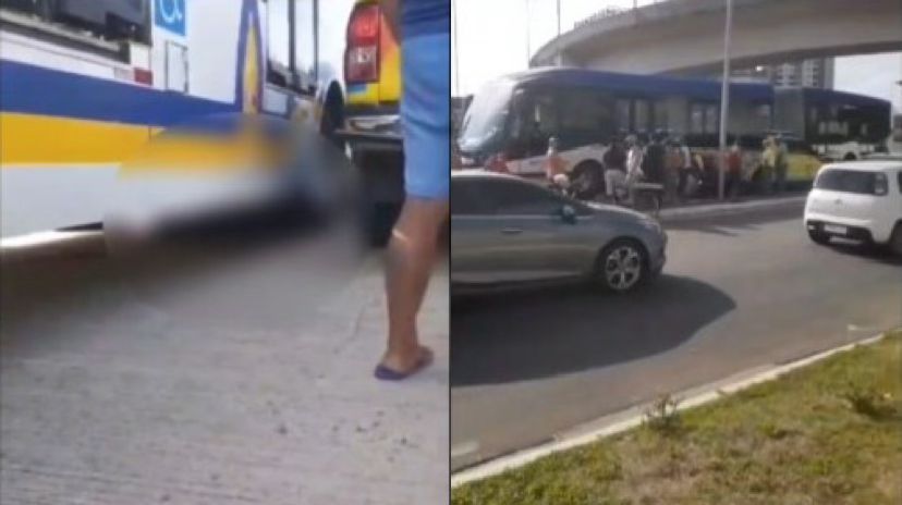 A mulher morreu atropelada por um ônibus do BRT, no início da rodovia Augusto Montenegro.