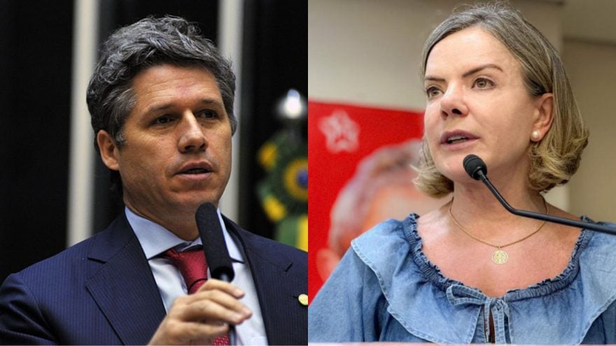 Ministro Paulo Teixeira e Gleisi Hoffmann, presidente do Partido dos Trabalhadores (PT)