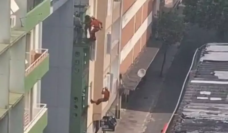 Os bombeiros precisaram fazer manobras de rapel para conter o homem.