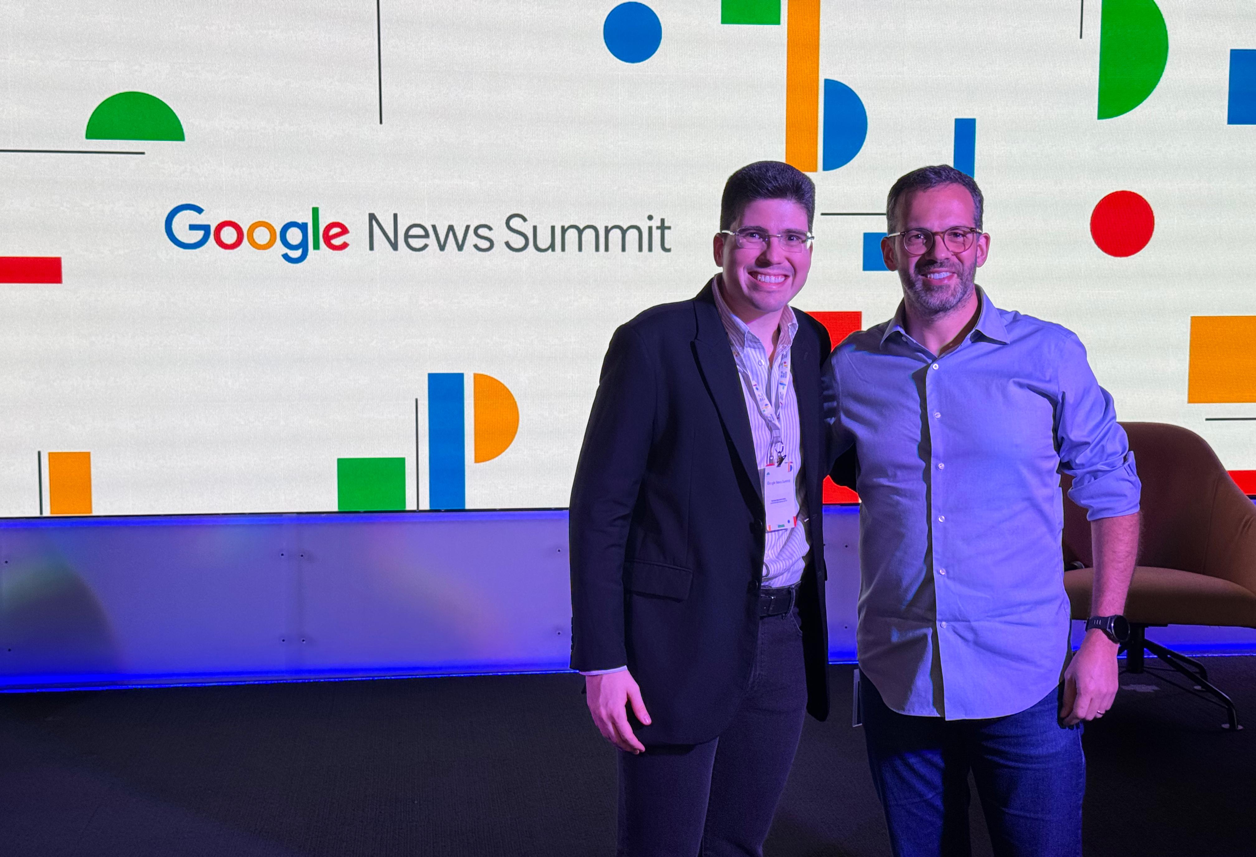 Vice-presidente do Grupo Roma, Romulo Maiorana Netto e Luiz Henrique Matos, Diretor de Parcerias de Notícias da Google na América Latina. 