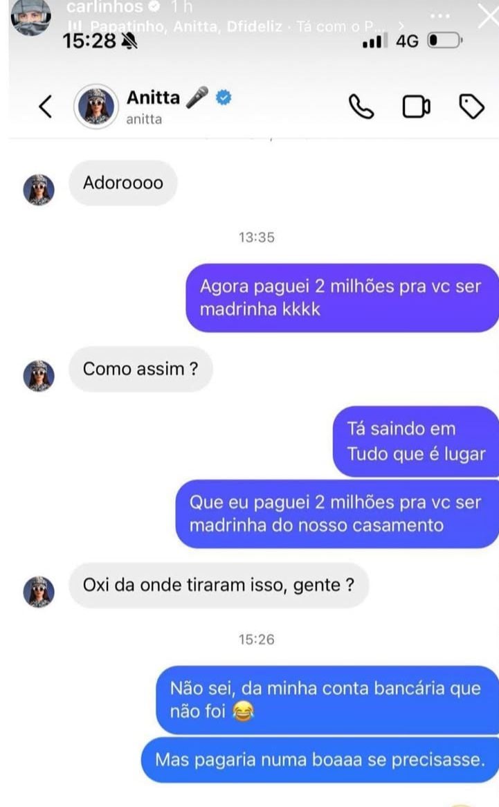 Conversa entre Carlinhos Maia e Anitta - 