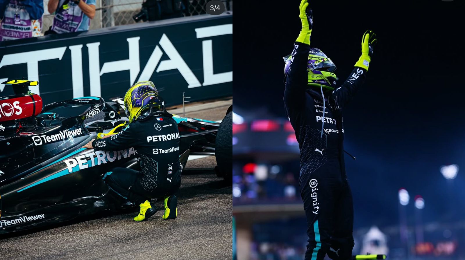 Lewis Hamilton vive um fim de semana de muitas emoções em Abu Dhabi. 