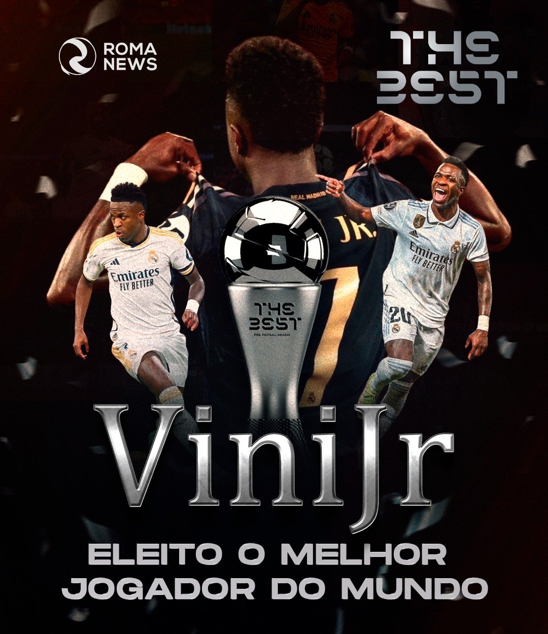 Vinícius Júnior é eleito o melhor jogador do mundo no Fifa The Best; assista