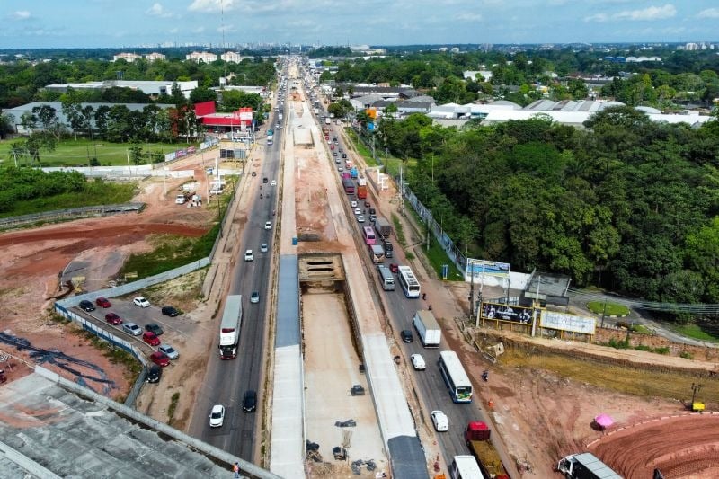 Obras no BRT Metropolitano, em Ananindeua, na Grande Belém. 