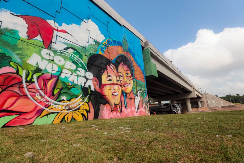 Viaduto da Alça Viária, em Marituba, recebe pintura sobre COP30 - 