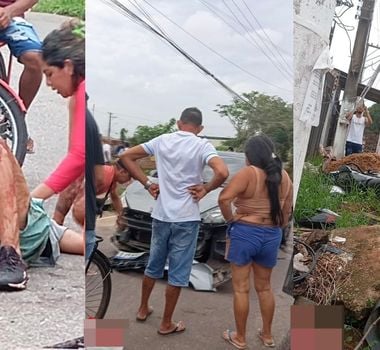 Imagem - Vídeo: homem fica gravemente ferido após acidente entre carro e moto no Icuí Guajára, na Grande Belém