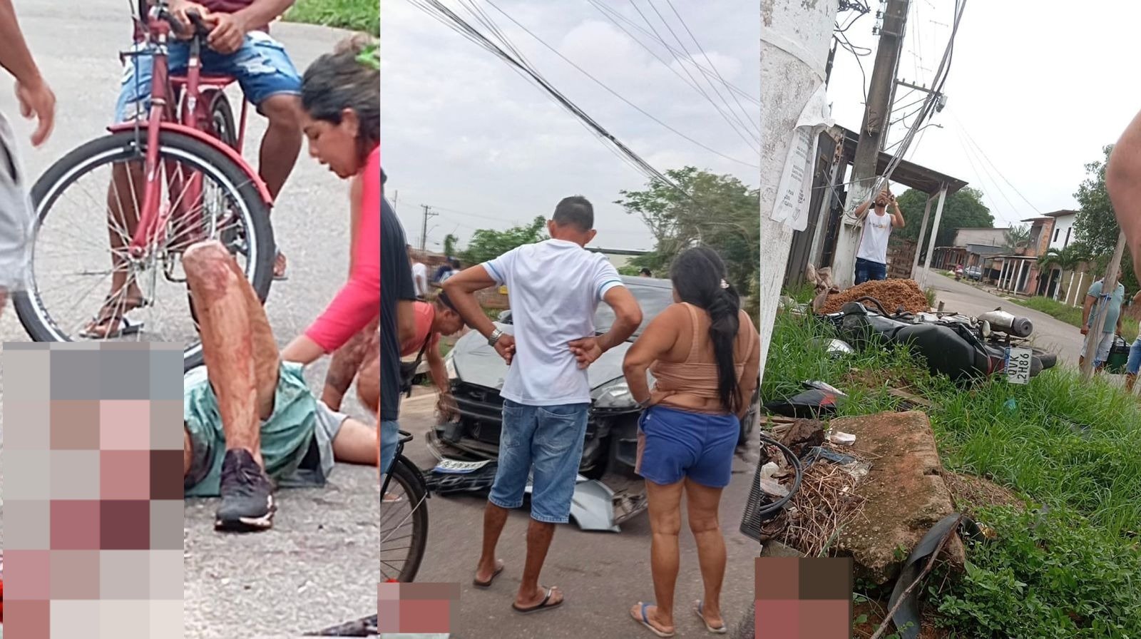 Homem fica gravemente ferido após acidente entre carro e moto no Icuí Guajára, na Grande Belém.