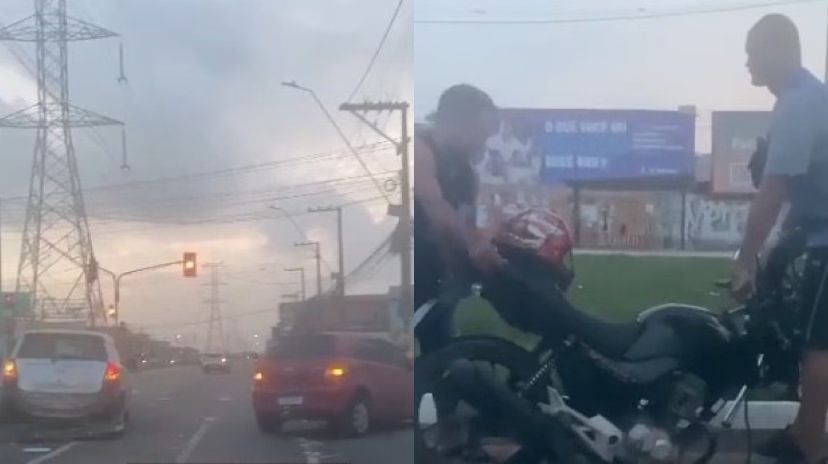 Um acidente envolvendo dois carros de passeio e uma moto, aconteceu na Avenida Independência, em Ananindeua, na Grande Belém.