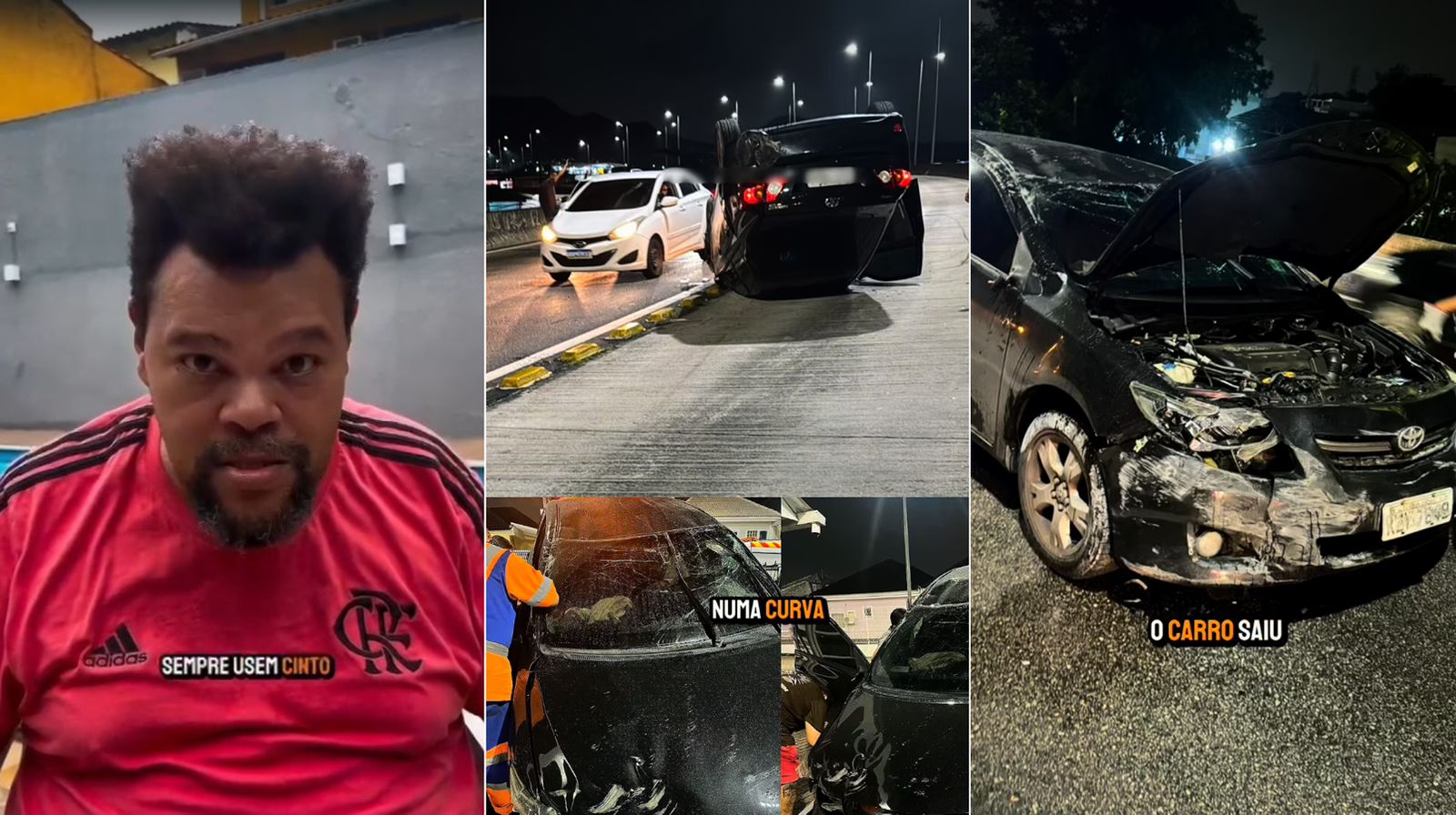 O ator Babu Santana sofreu um grave acidente de carro na noite da última segunda-feira, 23.