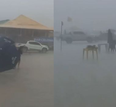 Imagem - Chuva com fortes ventos é registrada na praia do Atalaia, em Salinópolis; assista