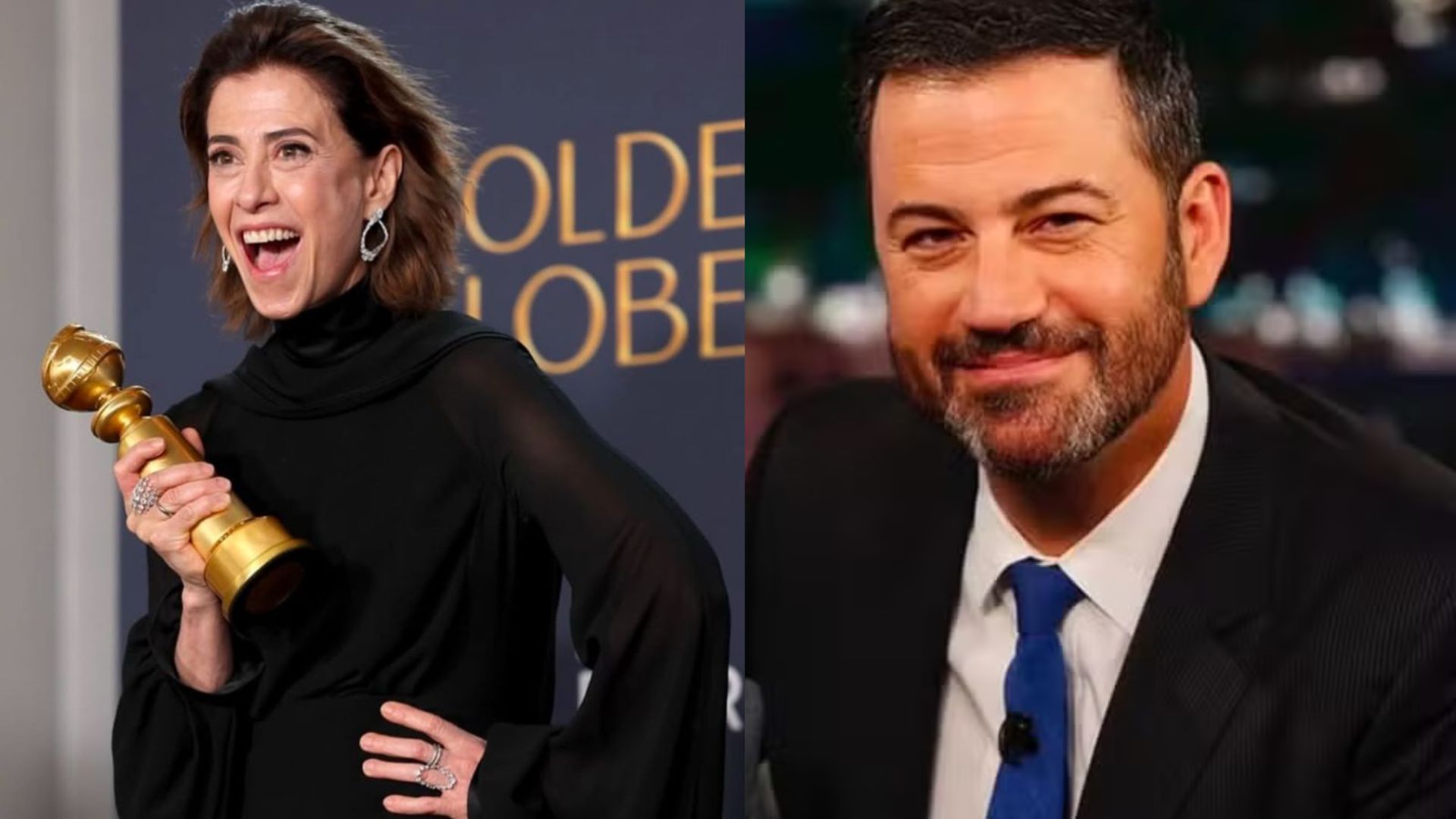 Fernanda Torres e Jimmy Kimmel