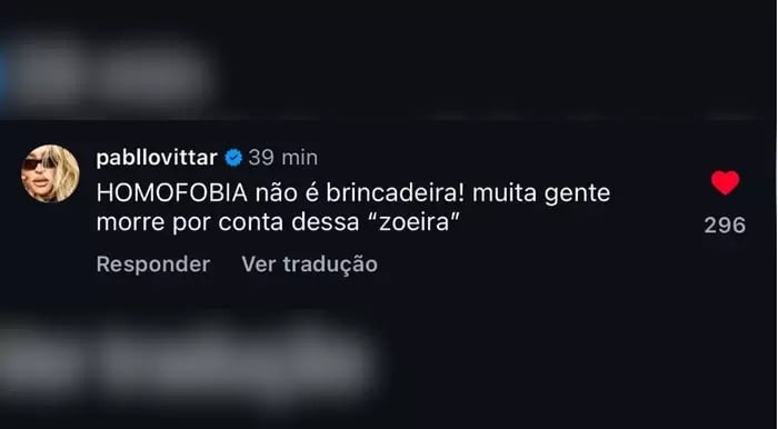 Resposta de Pabllo Vittar sobre "zoeira" de Renata Fan.