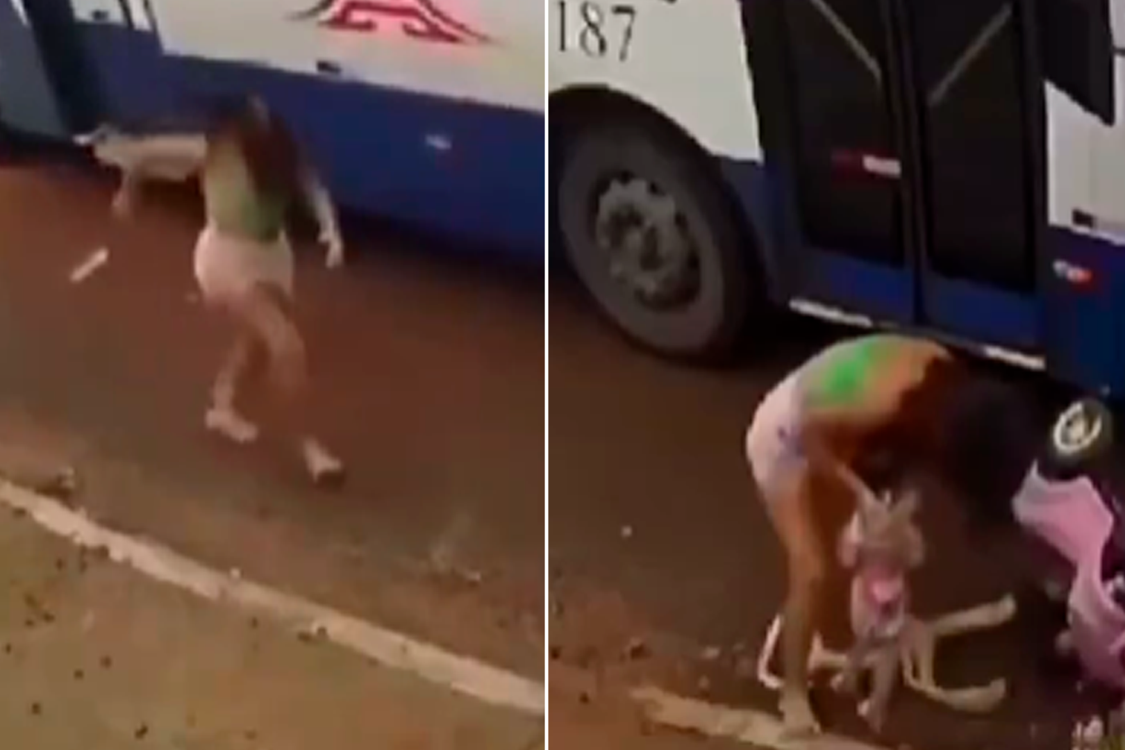 Imagem - Vídeo: motorista desvia de buraco e atinge mãe e bebê em carrinho