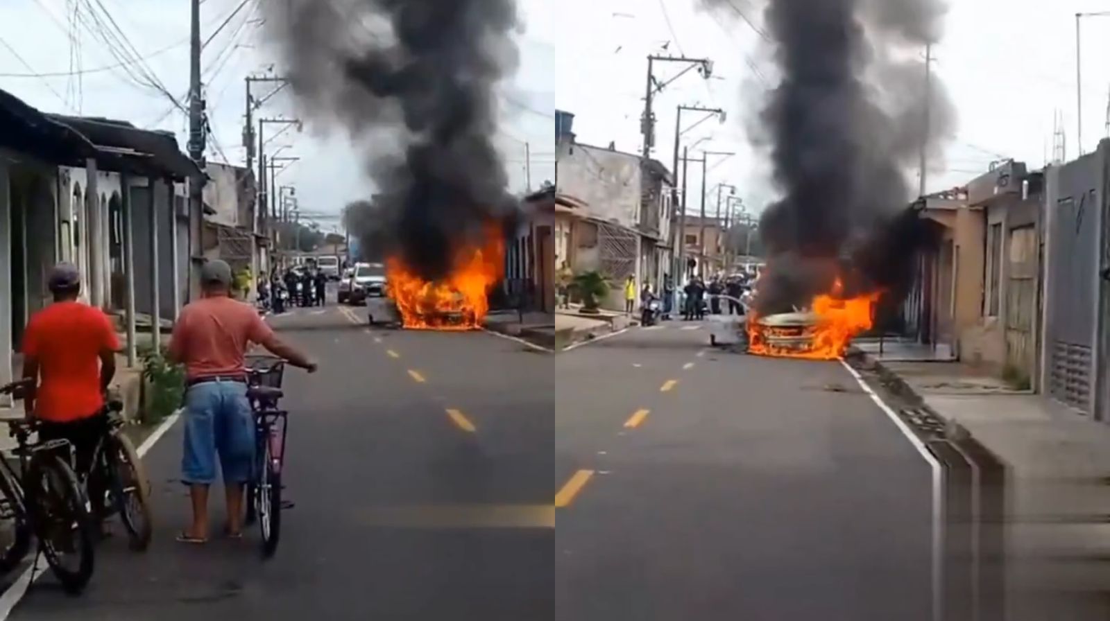 Um carro de uma empresa de internet foi incendiado no bairro Maguari, em Ananindeua.