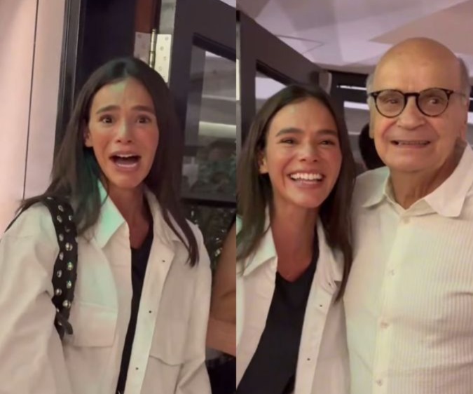 Marquezine ficou bastante animada ao conhecer Drauzio Varella.