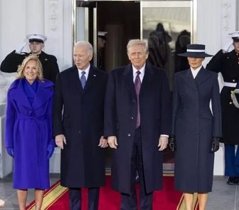 Imagem - Joe e Jill Biden recebem Donald e Melania Trump na Casa Branca