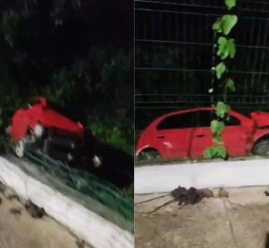 Imagem - Vídeo: carro ultrapassa grade de proteção e cai em área de mata na João Paulo II, em Belém