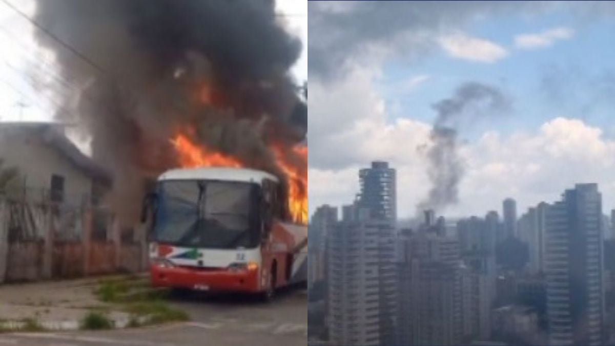 Ônibus pega fogo e assusta moradores do bairro do Guamá, em Belém