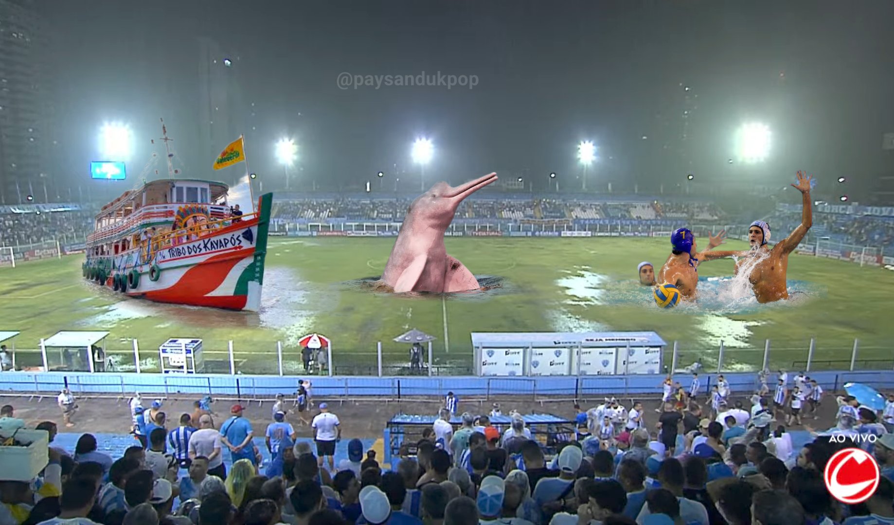 Imagem - Curuzu vira meme com gramado encharcado no jogo entre Paysandu x Tuna; confira