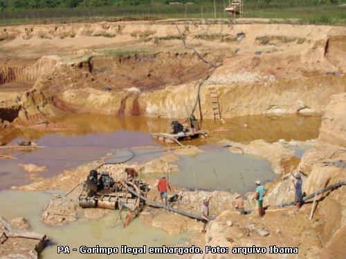 Área de garimpo localizada no Estado do Pará