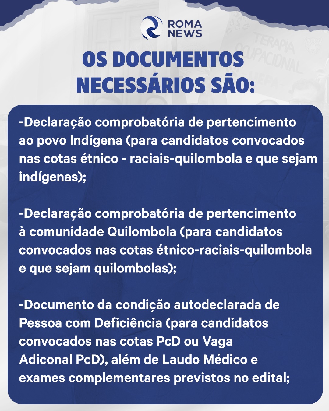 Documentos necessários para matrícula na UEPA.