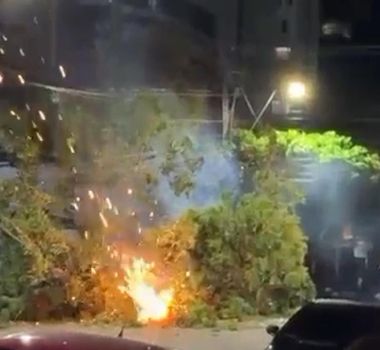 Imagem - Vídeo: árvore cai e explode transformador em Belém