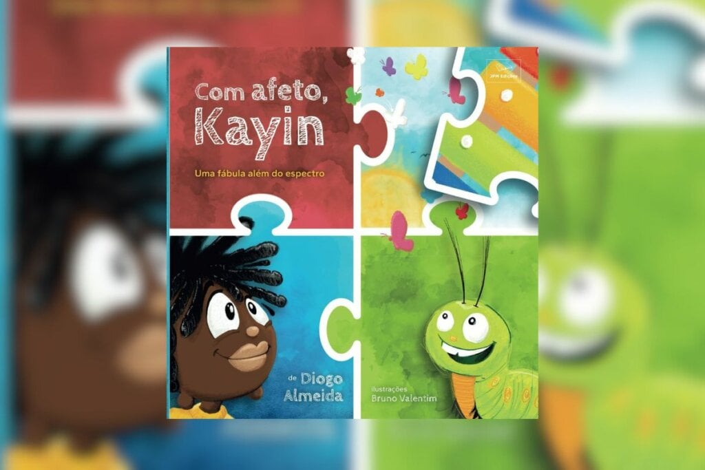 &#8220;Com afeto, Kayin&#8221; incentiva o desenvolvimento de habilidades de autonomia de pessoas com autismo (Imagem: Reprodução digital | JPM Edições) 