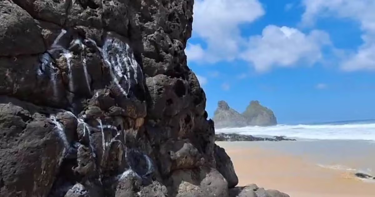 Um homem foi detido e multado após pichar pedras e placas de sinalização em Fernando de Noronha, Pernambuco. 