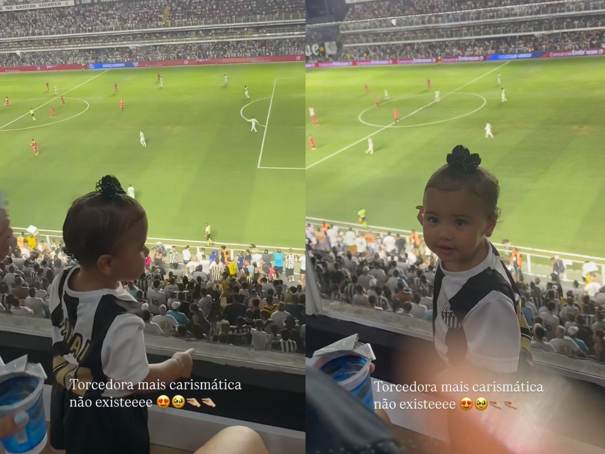 Imagem - Vídeo: Mavie rouba a cena ao torcer pelo pai em jogo do Santos