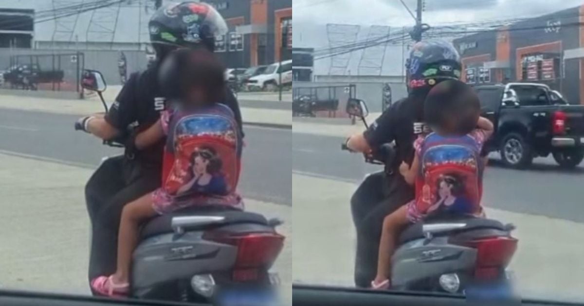 Motorista flagra mulher levando criança sem capacete em motocicleta na BR-316