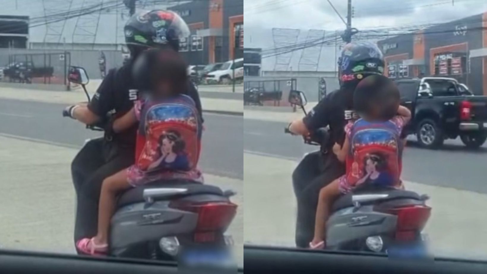 Imagem - Motorista flagra mulher levando criança sem capacete em motocicleta na BR-316