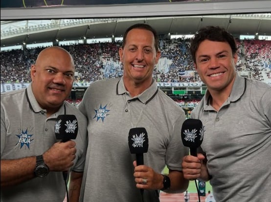 Rodrigo Cassino, Benjamin Back e Kléber na transmissão do Re-Pa -