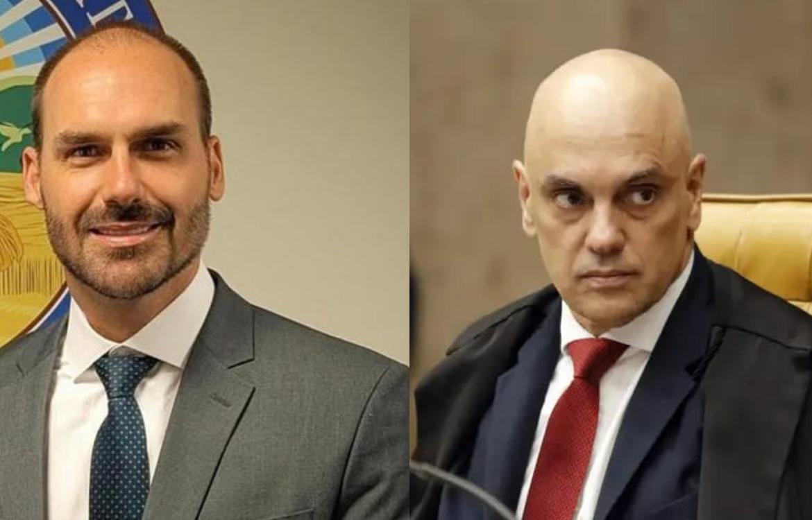 O deputado federal, Eduardo Bolsonaro, e o ministro, Alexandre de Moraes