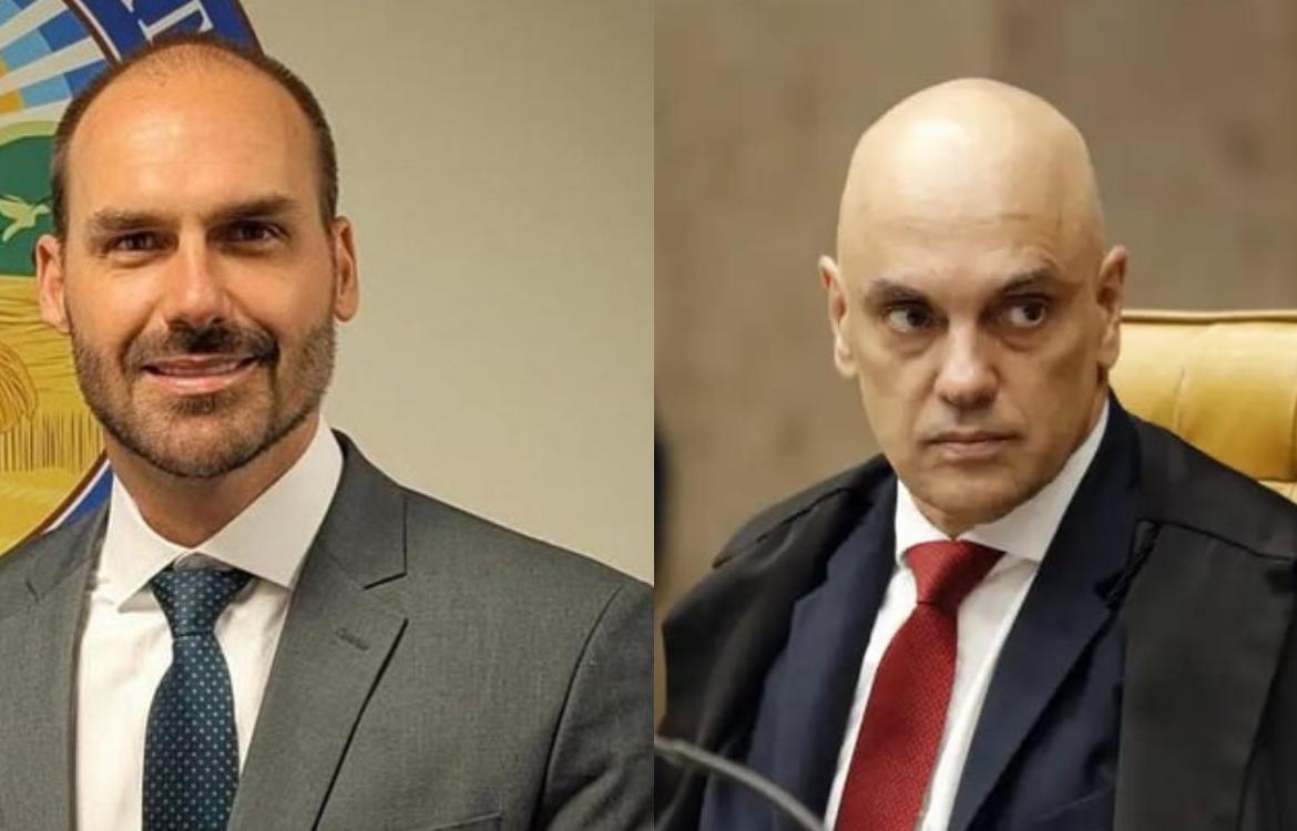 (O deputado federal, Eduardo Bolsonaro, e o ministro, Alexandre de Moraes)